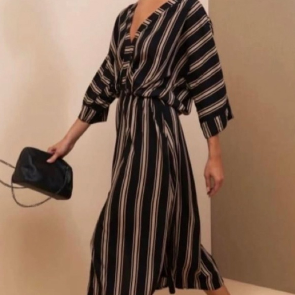 Uma and Leopold Kaftan Striped Dress